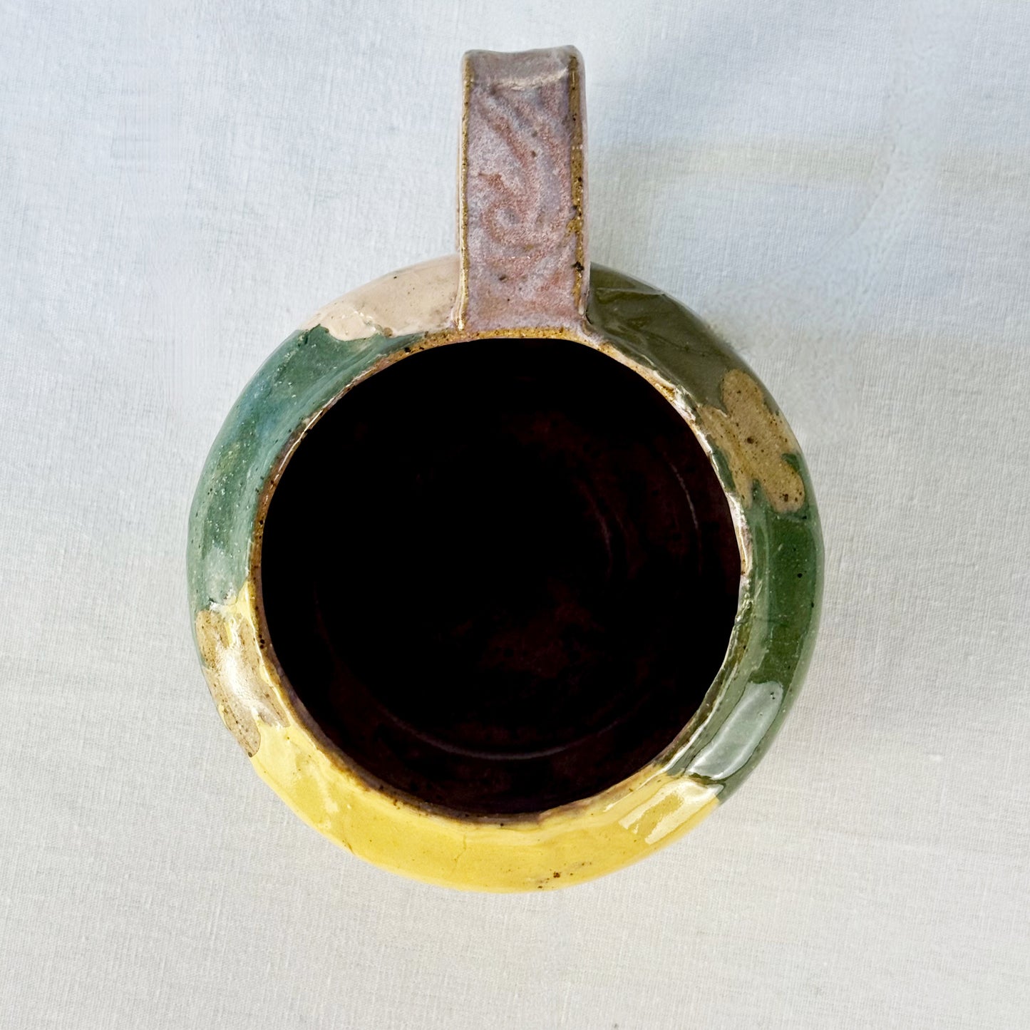 View from above of ceramic mug
