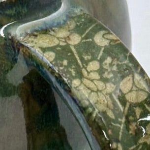 green floral handle mug