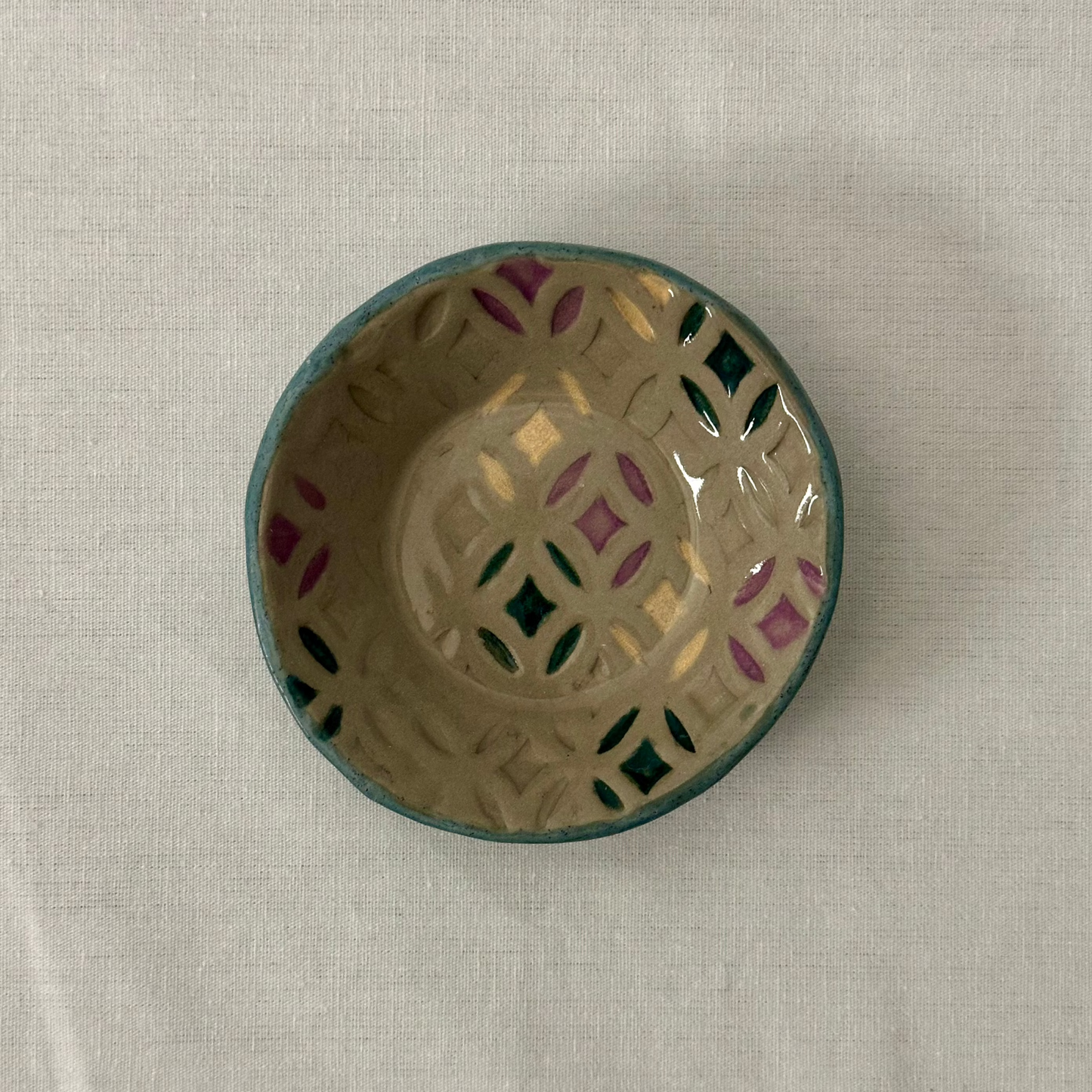 trinket dish | grey pattern