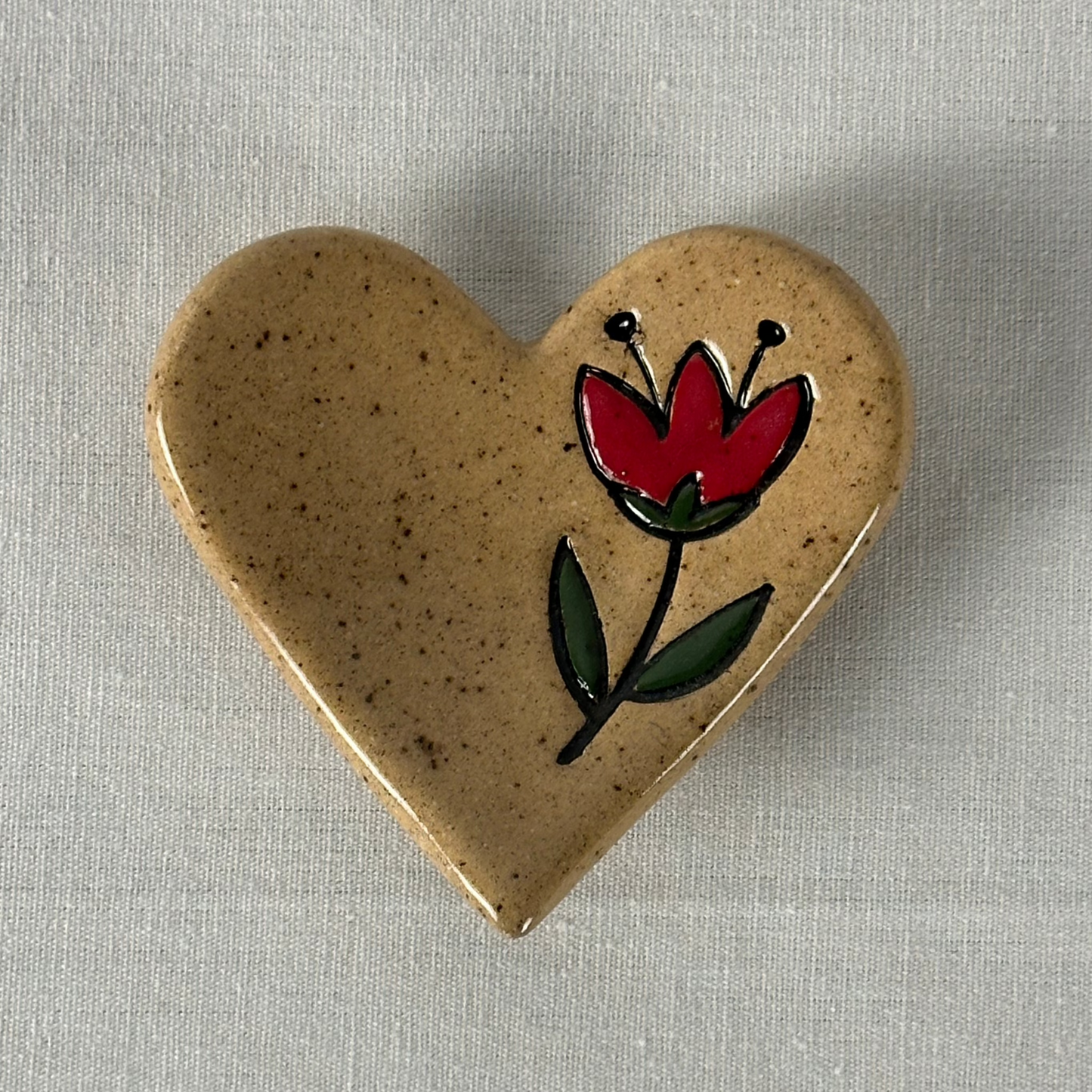 mini heart trinket dish | red flower