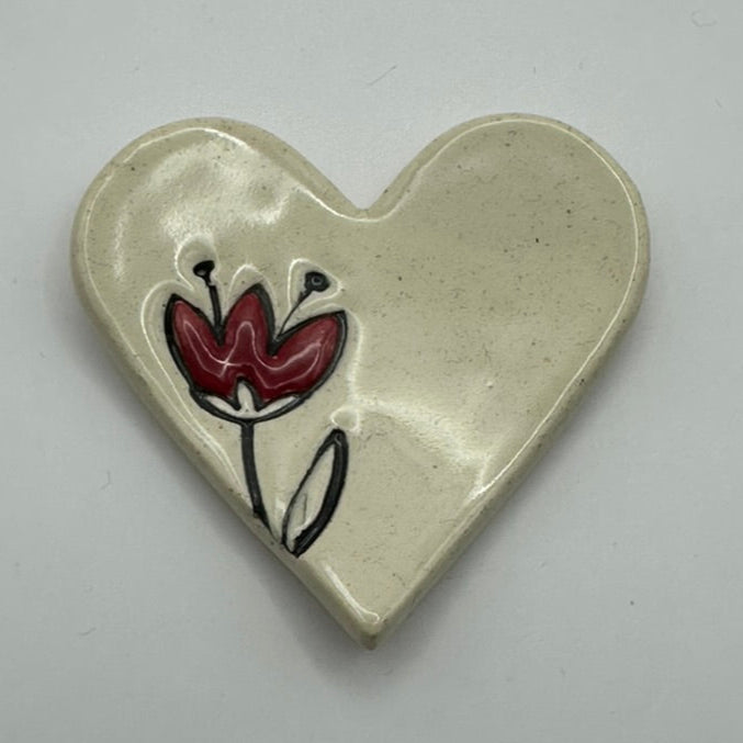 mini heart trinket dish | red flower