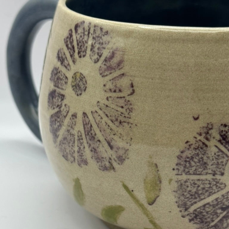 purple flower mug