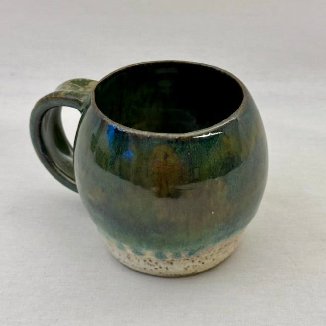 green floral handle mug