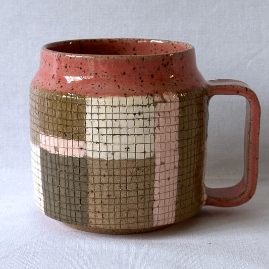 mcm pink color block mug