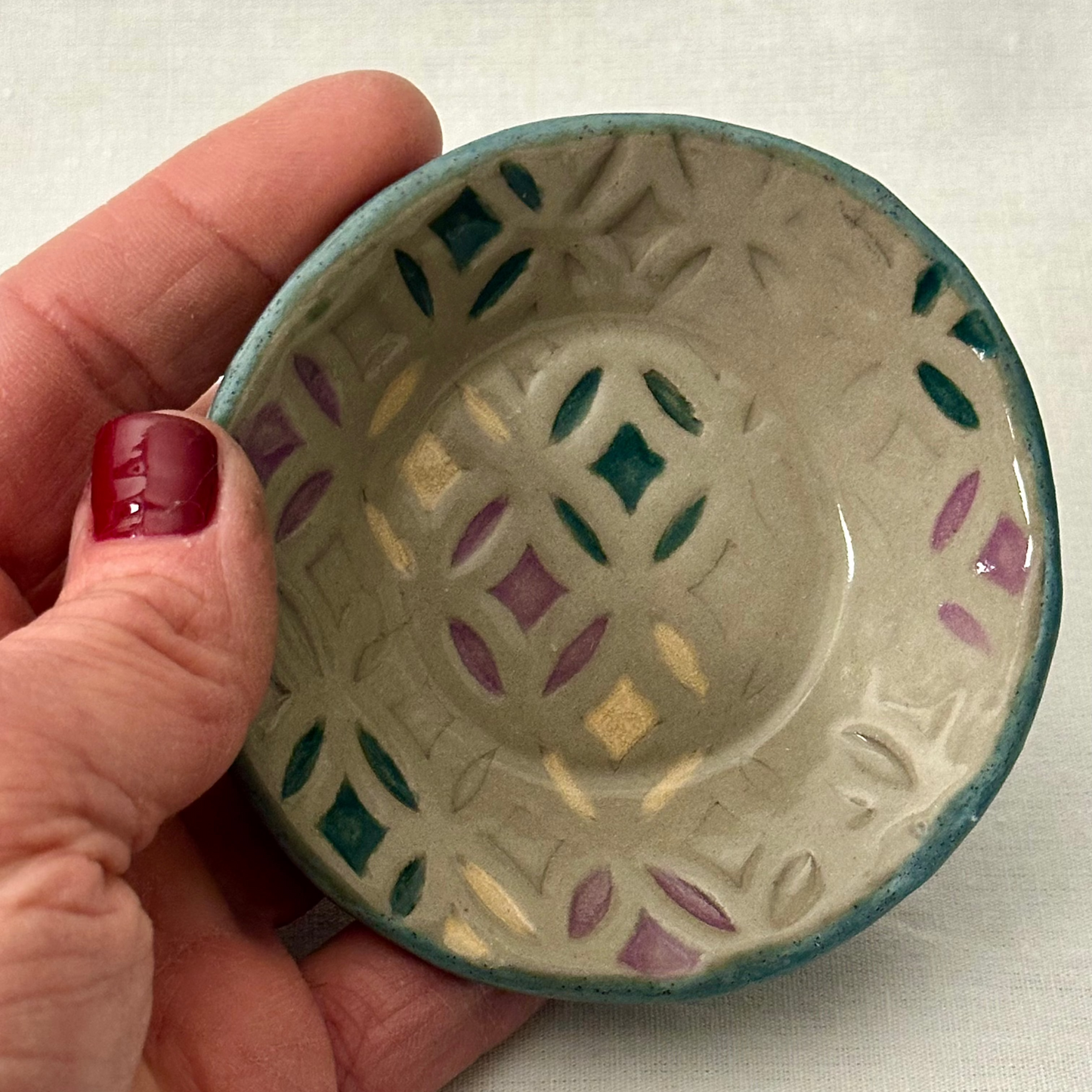 trinket dish | grey pattern