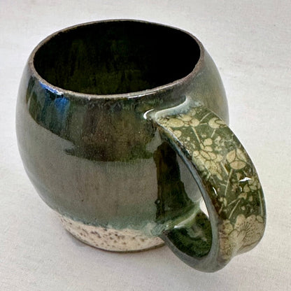 green floral handle mug