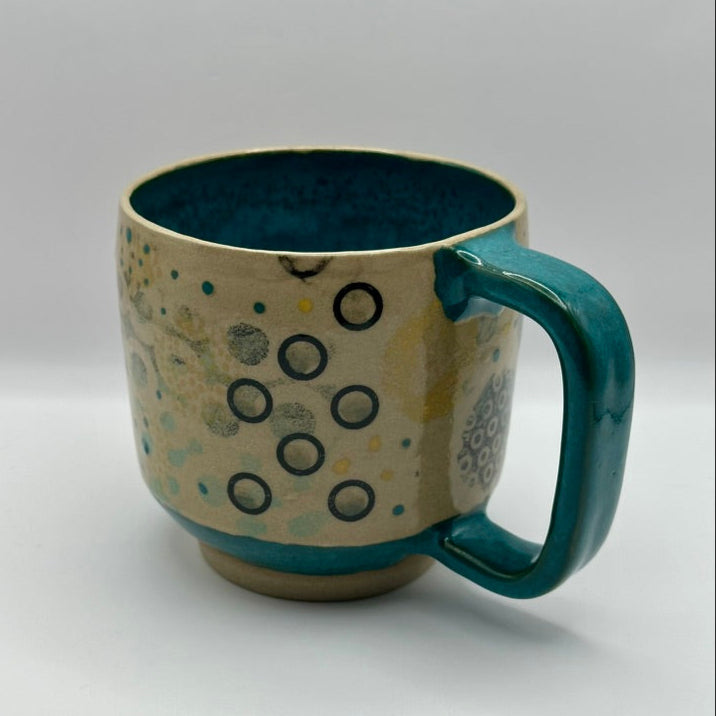 abstract turquoise mug