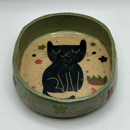 black cat trinket dish