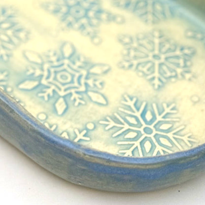 icy snowflake oval trinket tray