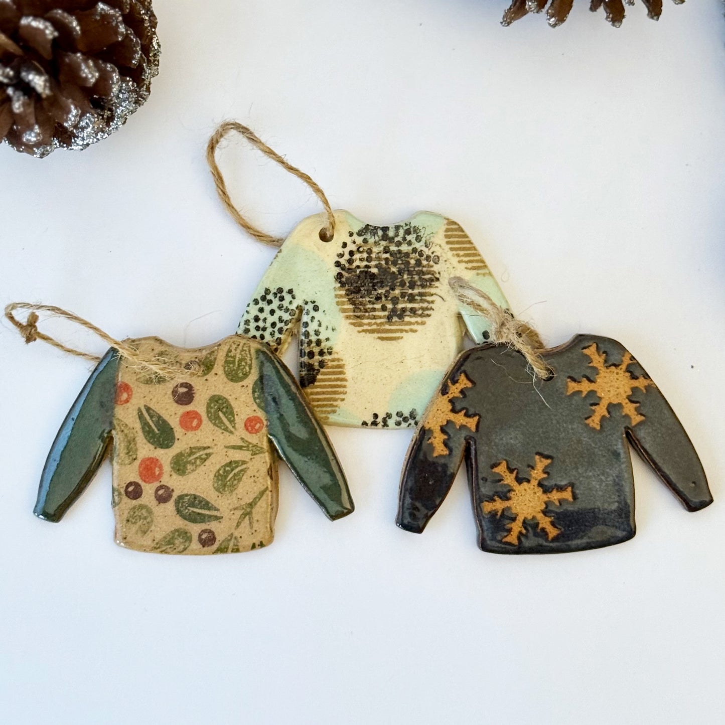 ceramic sweater ornaments
